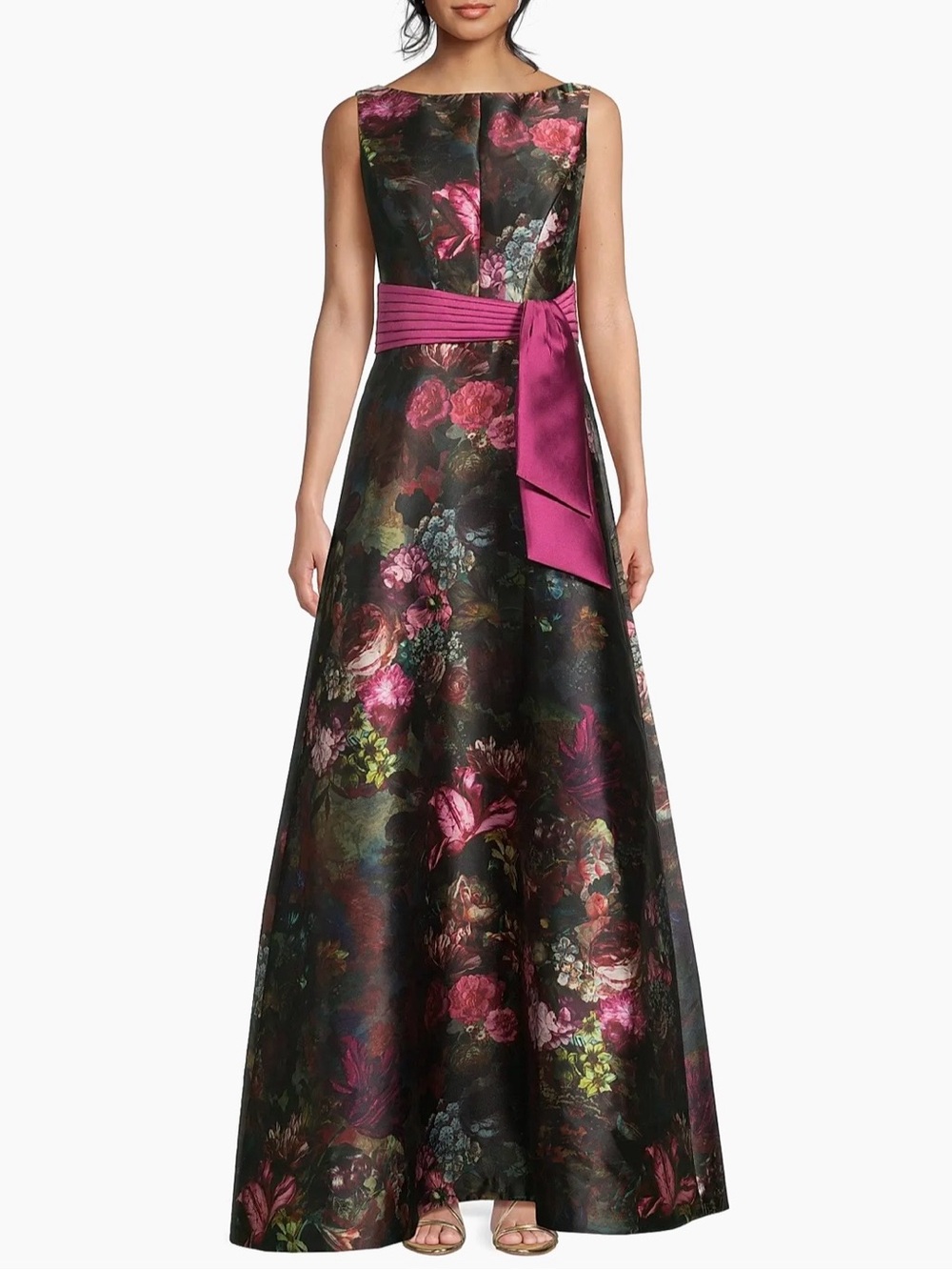 NWT Kay Unger Nicoletta Floral Gown Mulberry Multi Size 2
